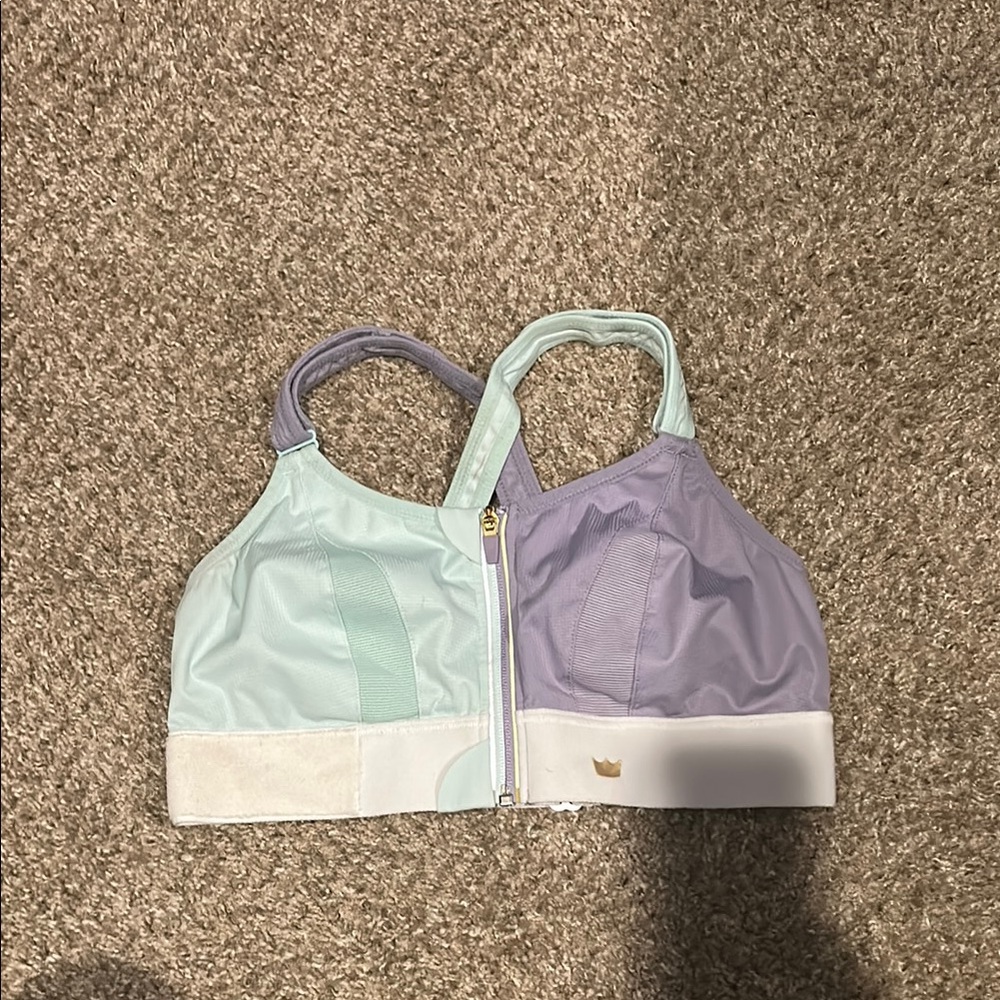 SHEFIT Green and Purple Racerback Sports Bra no pads